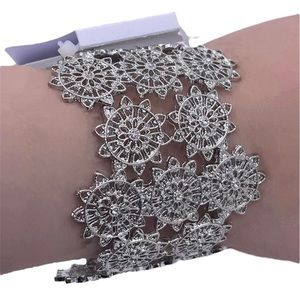 nOir crystal thick cuff bracelet silver elastic- New